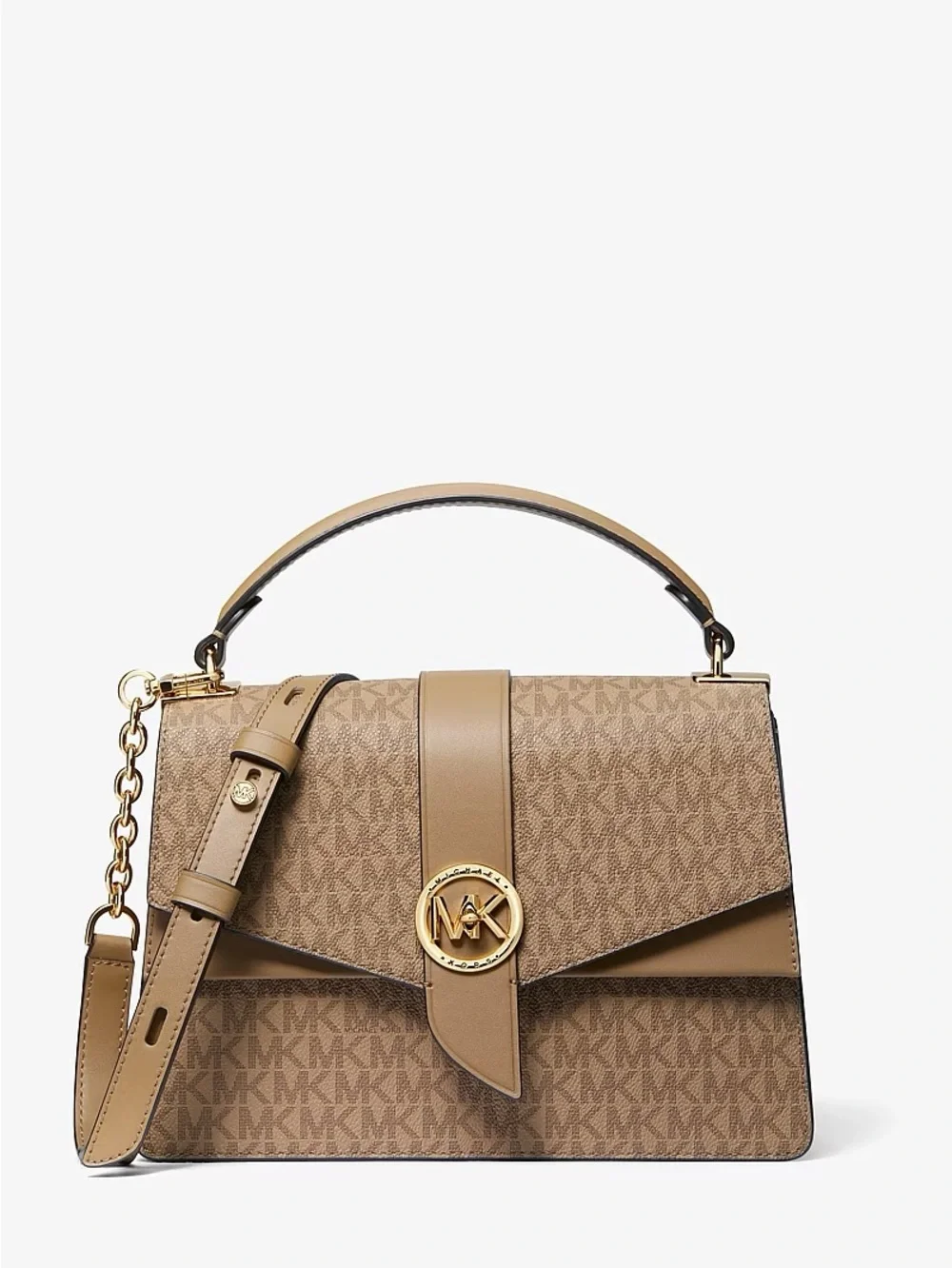Michael Kors Tan MK Logo Satchel Handbag